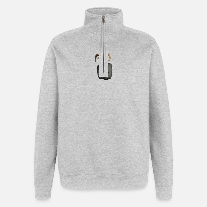 Ram im Pullover surreales Porträt - Quarter-Zip-Sweatshirt - Grau meliert