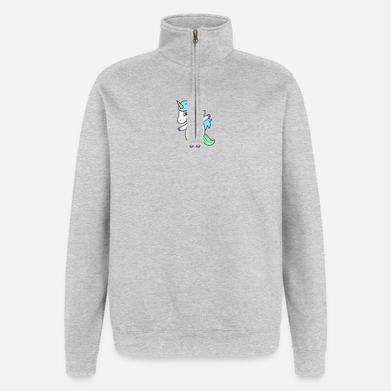 Einhorn Einhörner - Quarter-Zip-Sweatshirt - Grau meliert
