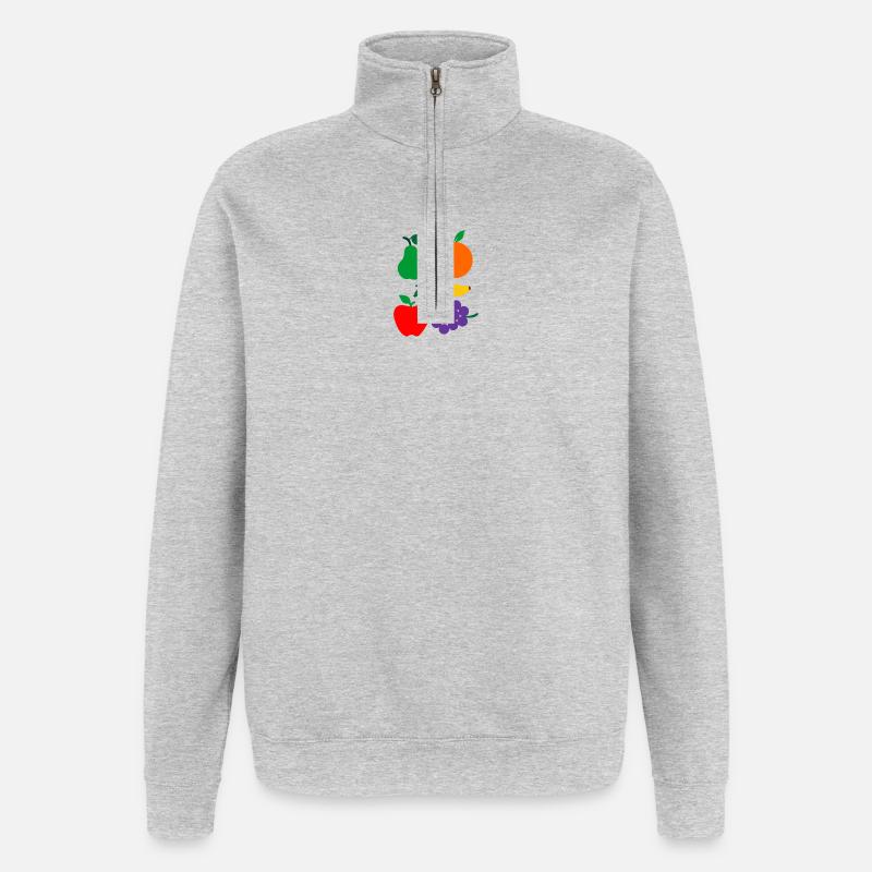 Obst - Quarter-Zip-Sweatshirt - Grau meliert