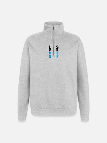 less work more surf - Quarter-Zip-Sweatshirt - Grau meliert