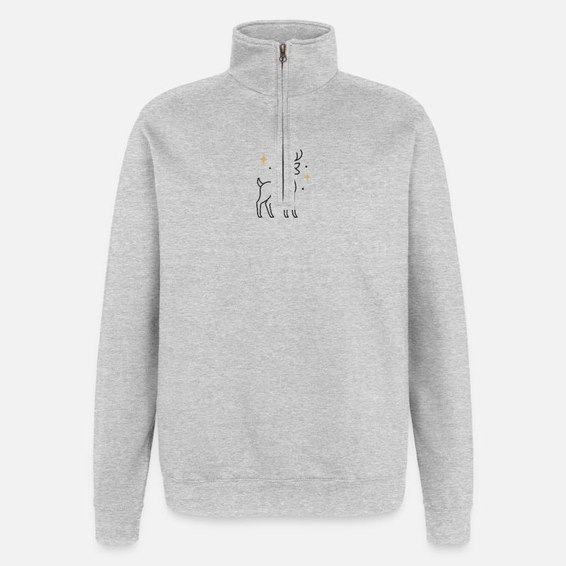 Herzdeer avec accent étoilé - Sweat à zip 1/4 - gris chiné