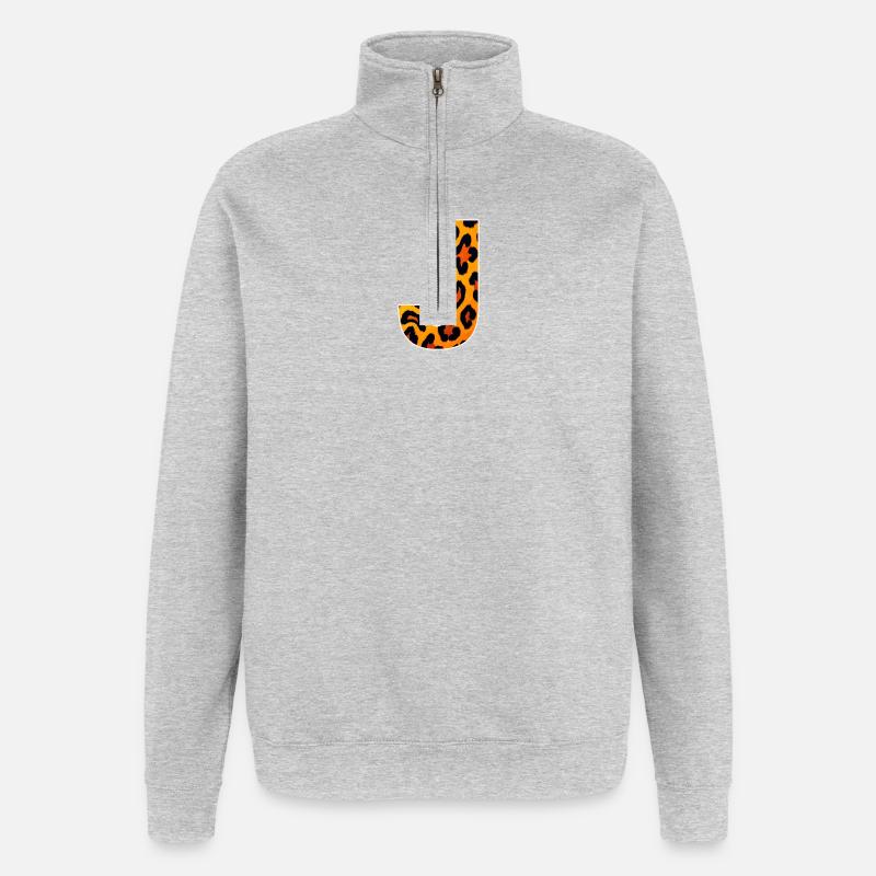 LeopardJ Buchstabe - Quarter-Zip-Sweatshirt - Grau meliert