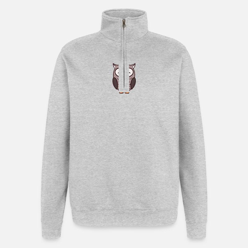 Eule Eulen - Quarter-Zip-Sweatshirt - Grau meliert