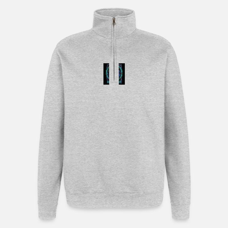 Data Orbit Neon Computer - Quarter-Zip Sweatshirt - heather grey