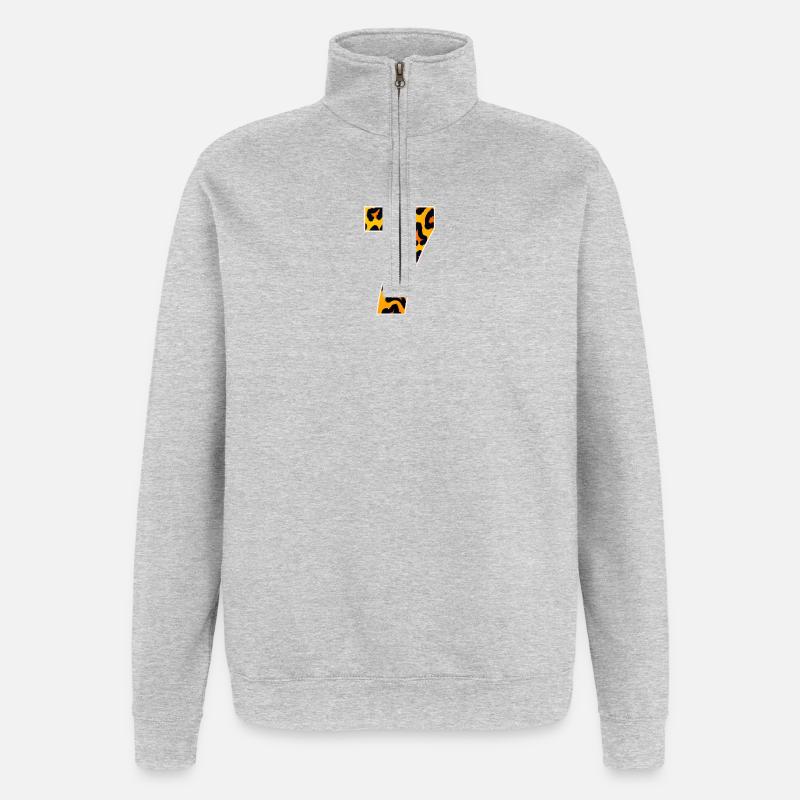 Motif néon Léopard 7 - Sweat à zip 1/4 - gris chiné