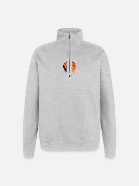 Tropfende Basketball-Straßenkunst - Quarter-Zip-Sweatshirt - Grau meliert