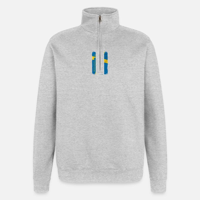 Drapeau de la Suède - Sweat à zip 1/4 - gris chiné