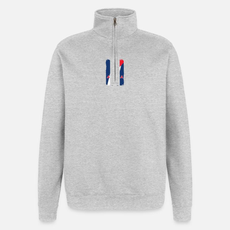Drapeaux de grand-mère de Cuba - Sweat à zip 1/4 - gris chiné