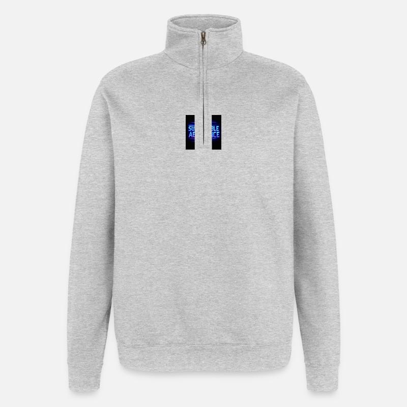 Nachhaltiger Überfluss Neon - Quarter-Zip-Sweatshirt - Grau meliert
