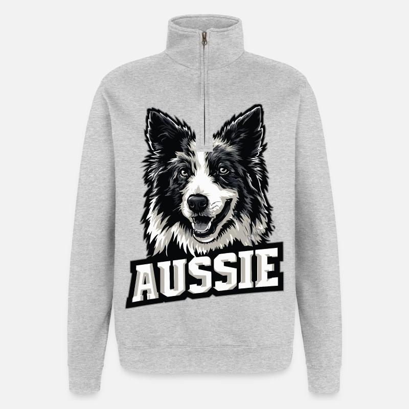 Berger australien – Aussie Pride - Sweat à zip 1/4 - gris chiné