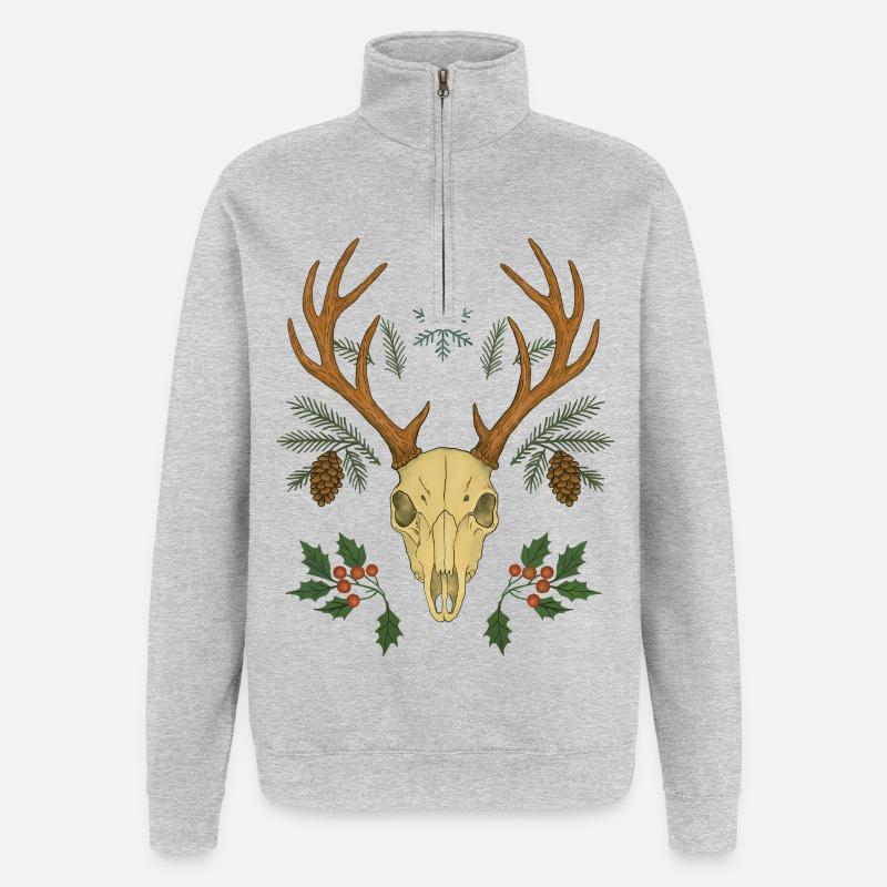 Crête du Crâne de Cerf d’Hiver - Sweat à zip 1/4 - gris chiné