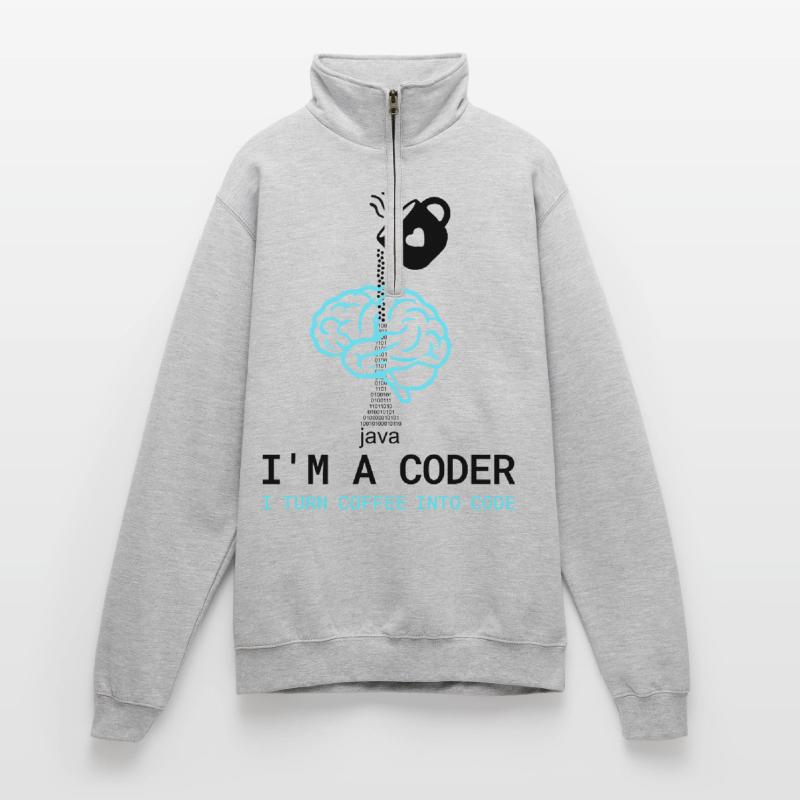 Coder T-Shirt: Coffee into Code – Nerdy Programmie Quarter-Zip-Sweatshirt