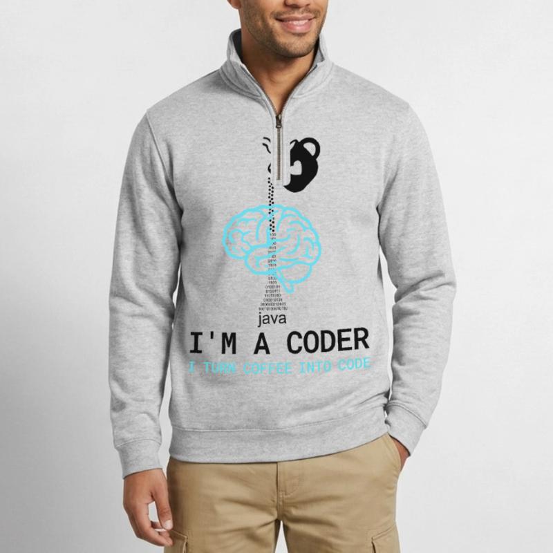 Coder T-Shirt: Coffee into Code – Nerdy Programmie Quarter-Zip-Sweatshirt
