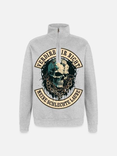 Verdirb mir nicht die Schlechte Laune - Quarter-Zip-Sweatshirt - Grau meliert