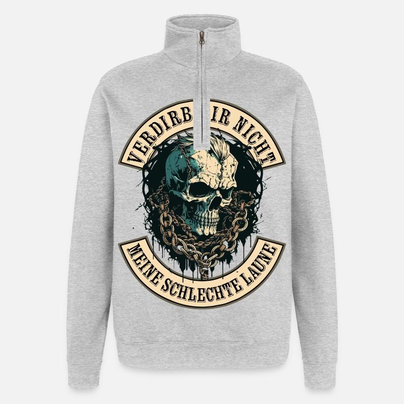 Verdirb mir nicht die Schlechte Laune - Quarter-Zip-Sweatshirt - Grau meliert