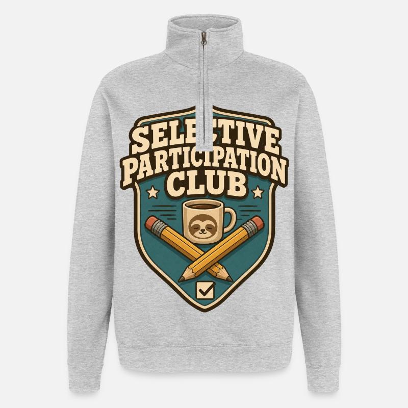 Selective Participation Club Sloth - Quarter-Zip Sweatshirt - heather grey