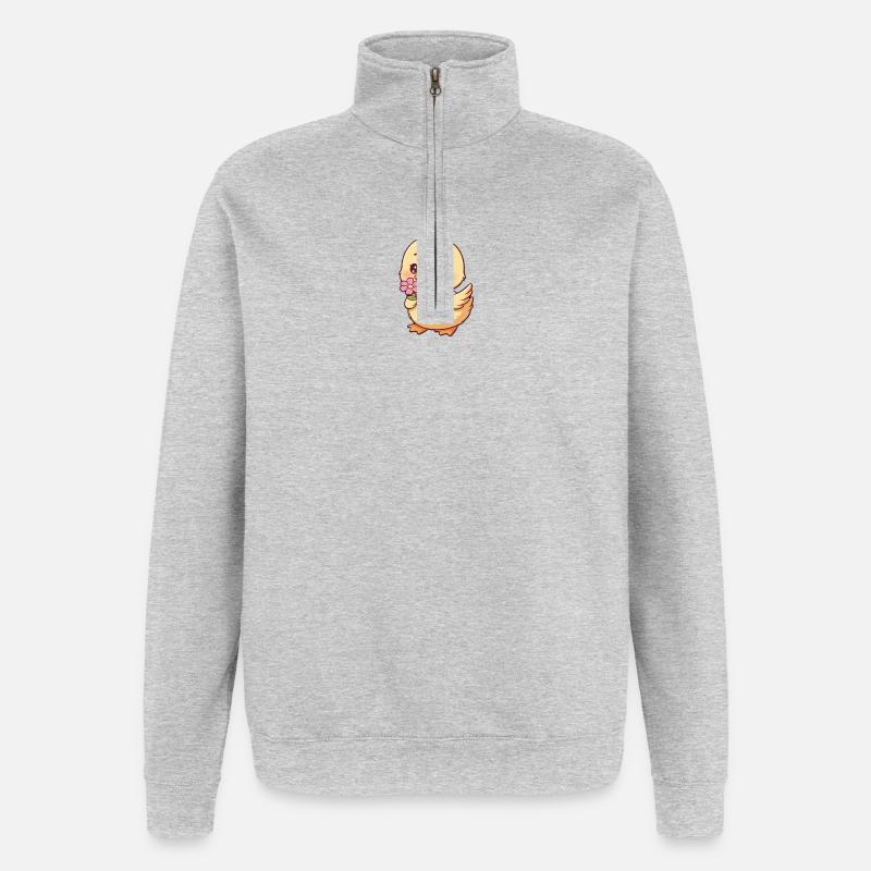 Chick with flower - Quarter-Zip Sweatshirt - heather grey