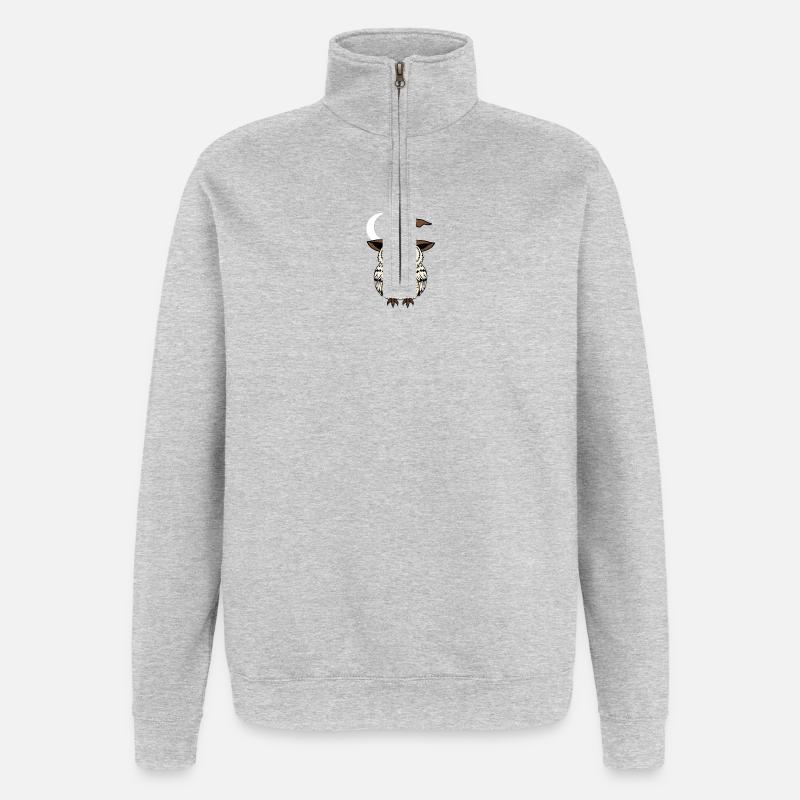 Zauberer Eule mit Hut - Quarter-Zip-Sweatshirt - Grau meliert