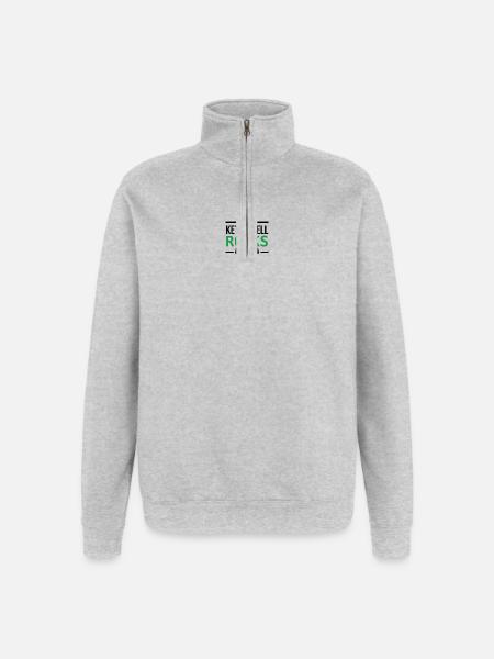 Kettlebell ROCKS 2.0 - Quarter-Zip-Sweatshirt - Grau meliert