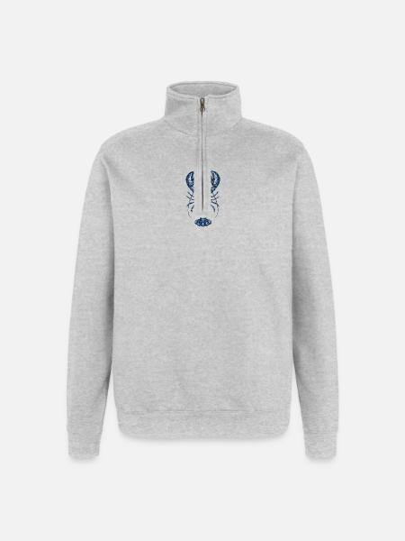 Detailed Blue Lobster Illustration - Quarter-Zip Sweatshirt - heather grey