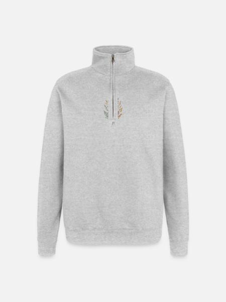 Wildblumen-Bouquet-Tee - Quarter-Zip-Sweatshirt - Grau meliert