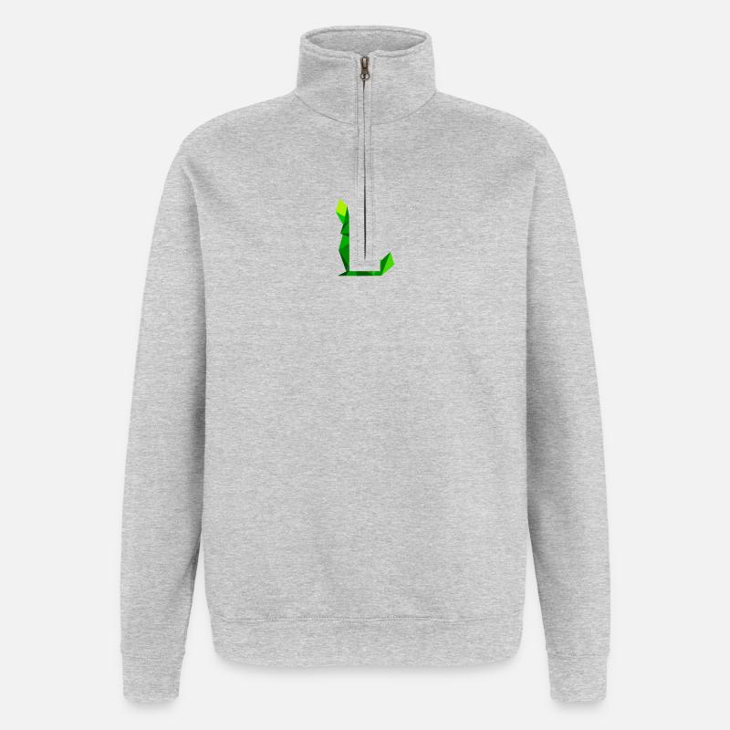 Lapin lowpoly  - Sweat à zip 1/4 - gris chiné