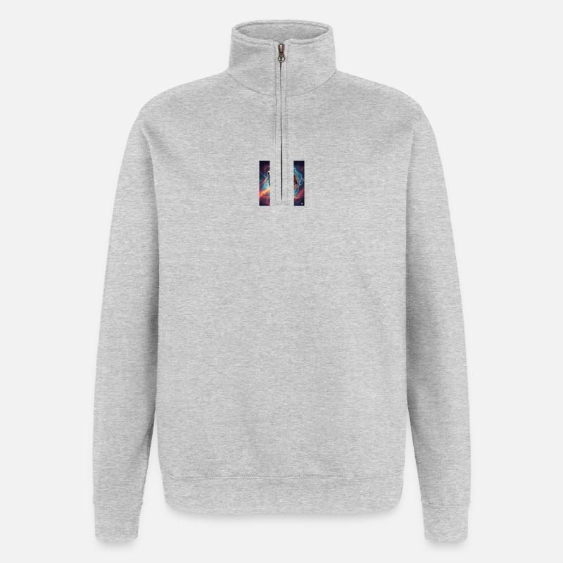Space DJ Astronaut with Turntable - Quarter-Zip Sweatshirt - heather grey