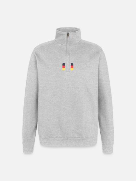 Abstrakte deutsches Flaggenmuster - Quarter-Zip-Sweatshirt - Grau meliert