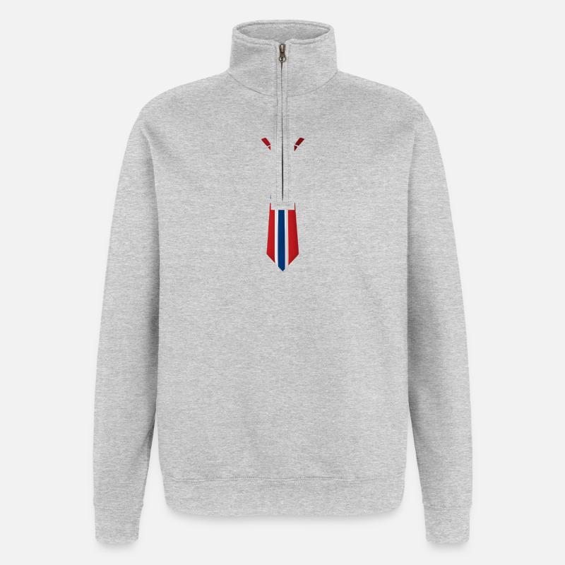 Cravate norvégienne – Conception du drapeau - Sweat à zip 1/4 - gris chiné