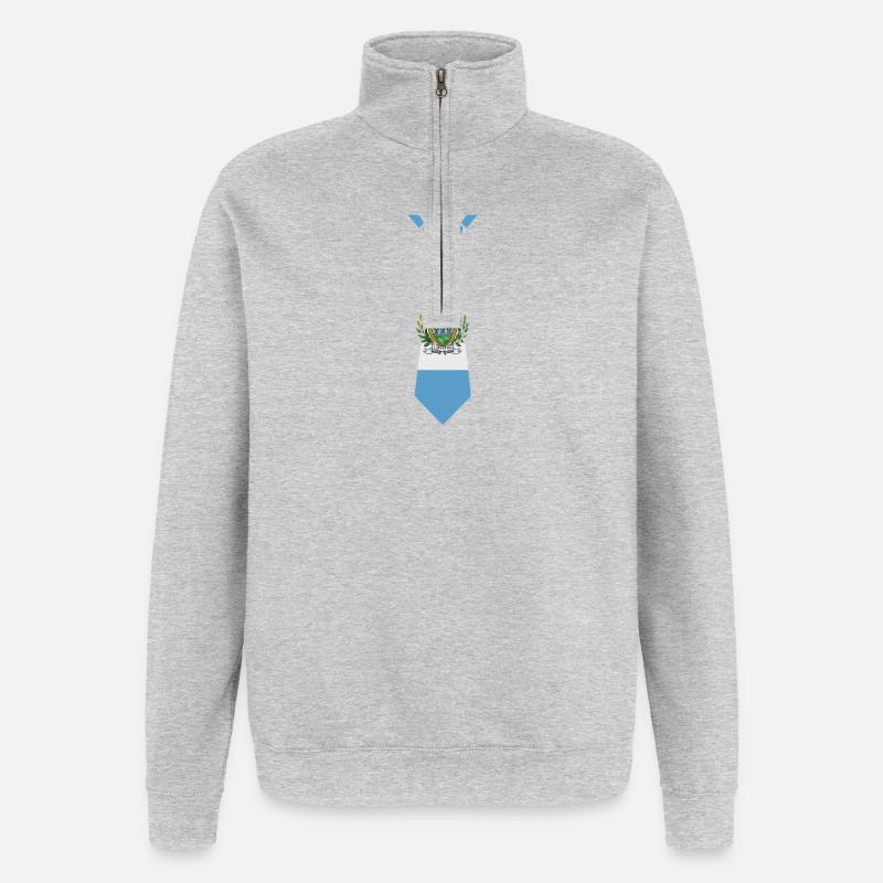 Cravate de Saint-Marin – Conception du drapeau - Sweat à zip 1/4 - gris chiné