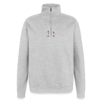 Champignons Influenceurs Réels - Sweat à zip 1/4 - gris chiné - Devant - AI Model Female 172 light (172cm) & AI Model Male 178 dark (178cm)