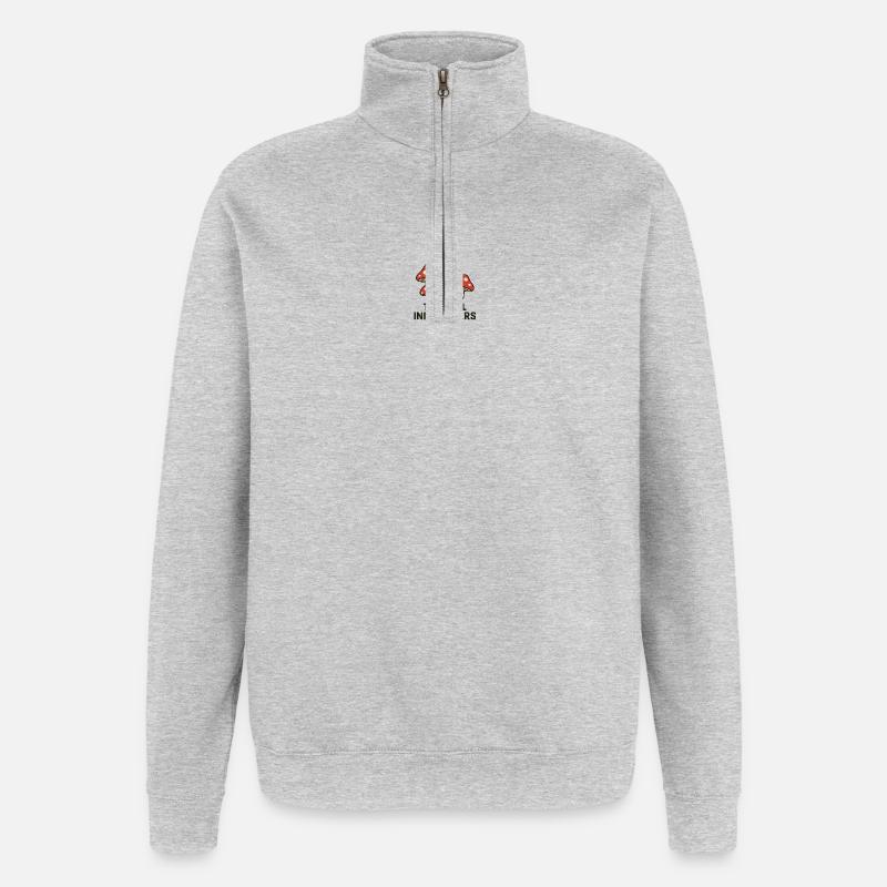 Echte Influencer Pilze - Quarter-Zip-Sweatshirt - Grau meliert