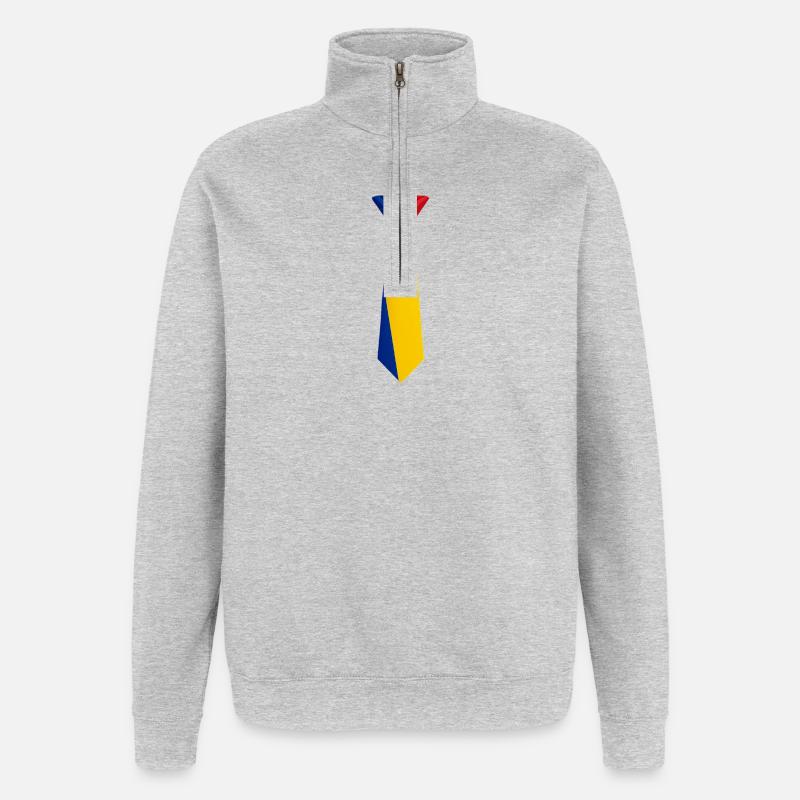 Cravate roumanie – Conception du drapeau - Sweat à zip 1/4 - gris chiné