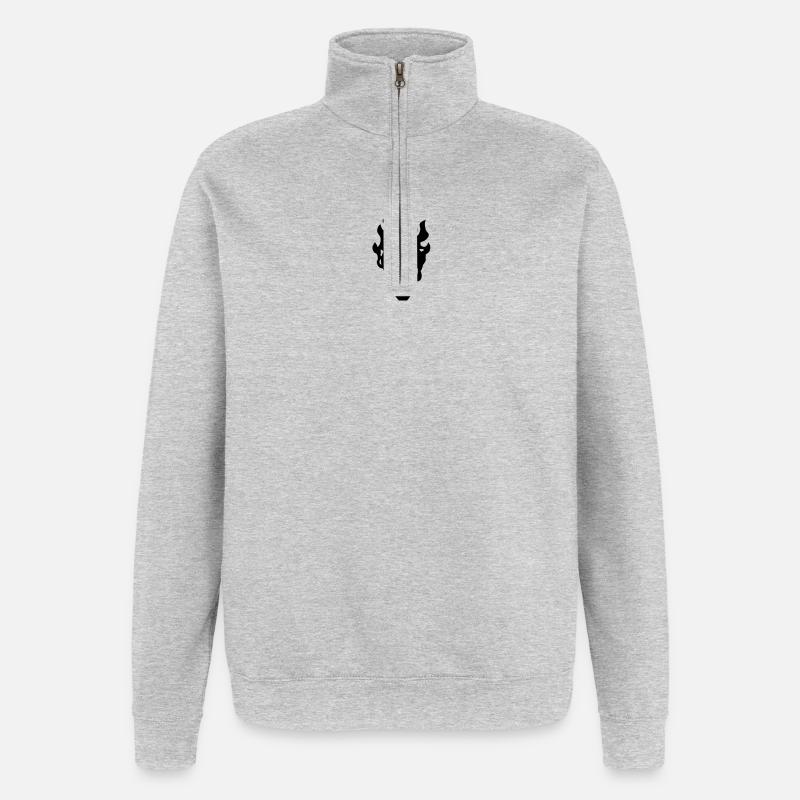 skull - Sweat à zip 1/4 - gris chiné