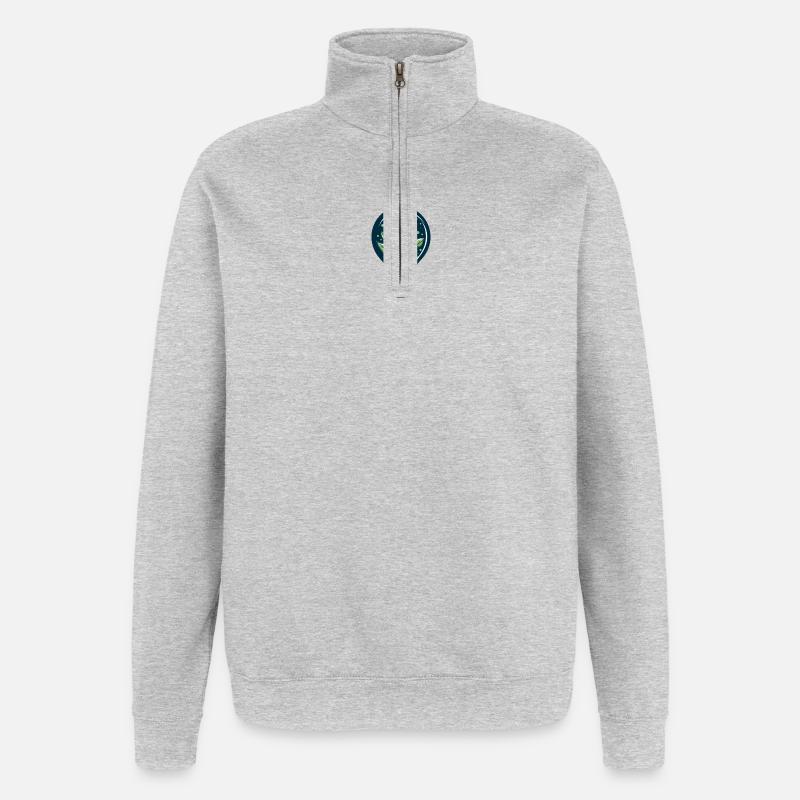 Blume und Glühbirne - Quarter-Zip-Sweatshirt - Grau meliert