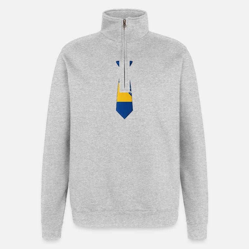 Cravate Bosnie – Conception du drapeau - Sweat à zip 1/4 - gris chiné