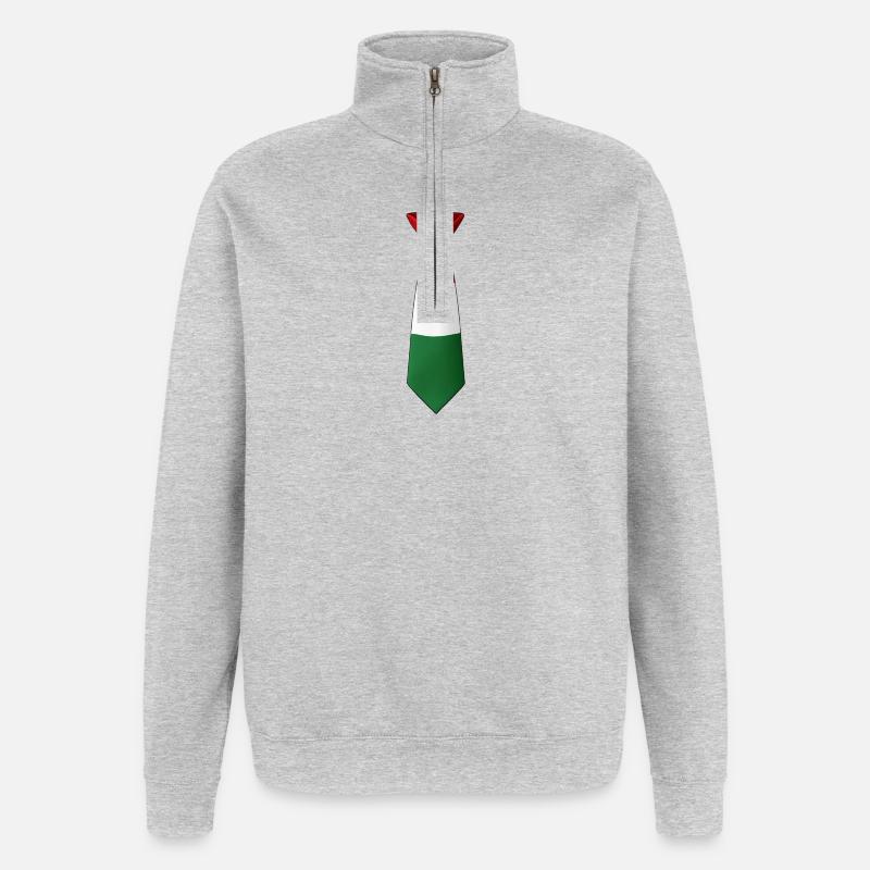 Drapeau hongrois à cravate - Sweat à zip 1/4 - gris chiné