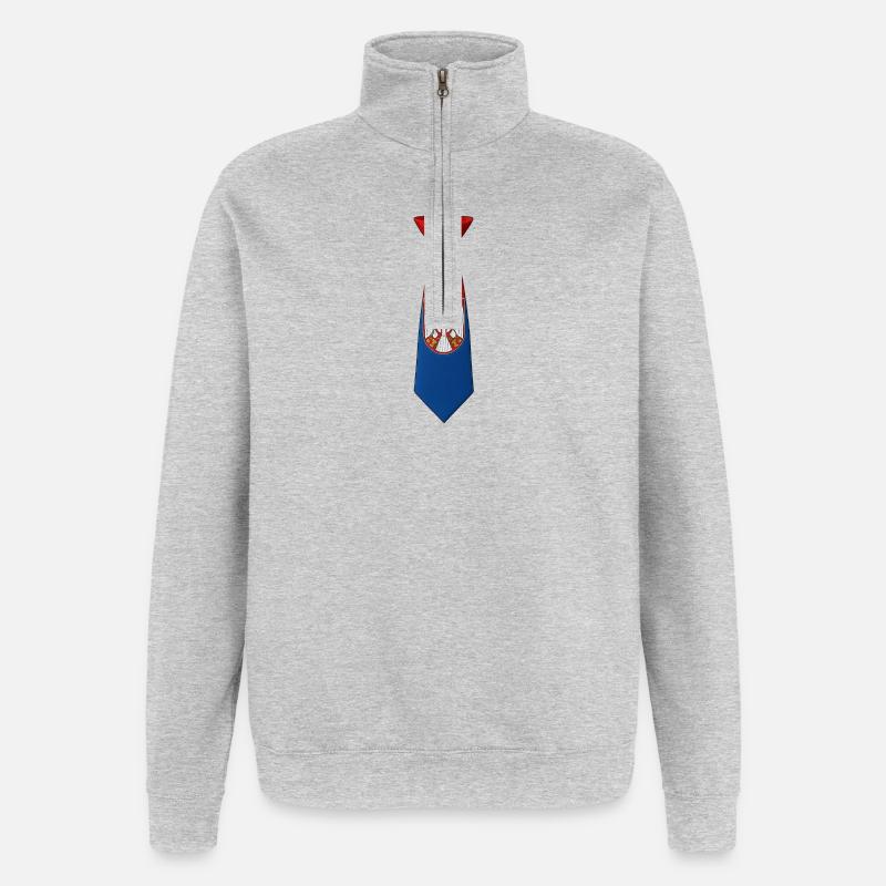 Cravate Serbie – Conception du drapeau - Sweat à zip 1/4 - gris chiné