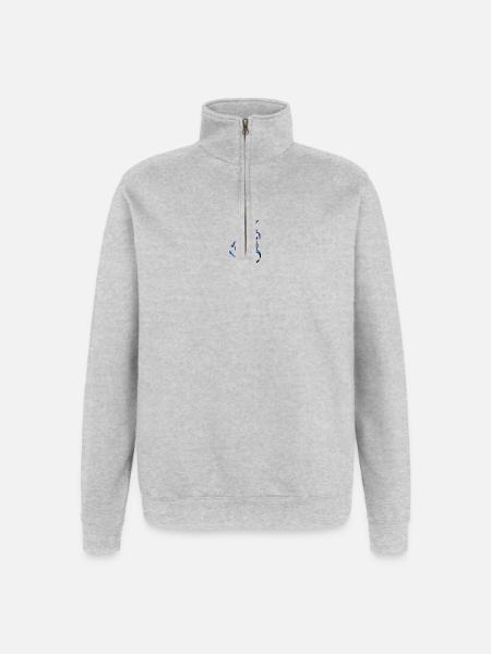 Farbige Spiral- und Fächerkunst - Quarter-Zip-Sweatshirt - Grau meliert
