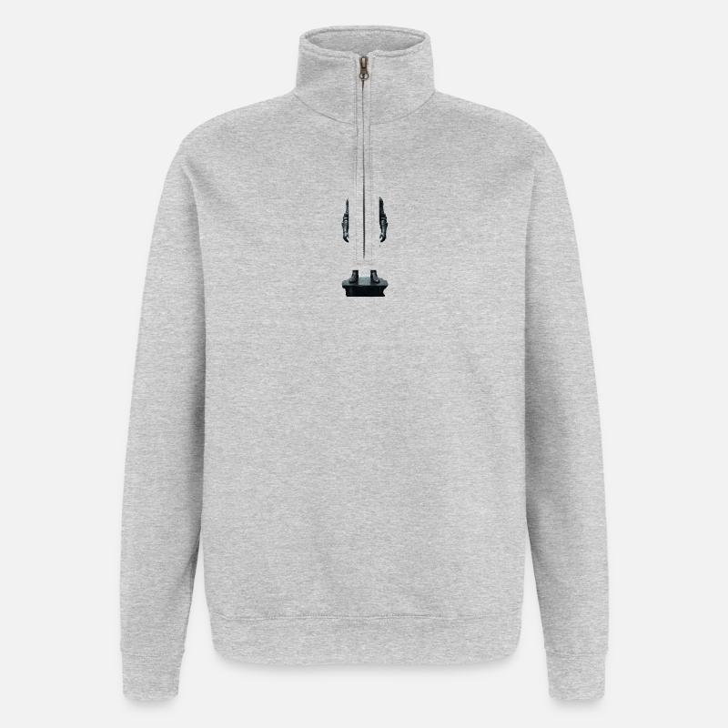 Dark Knight Armor Krieger-Silhouette - Quarter-Zip-Sweatshirt - Grau meliert