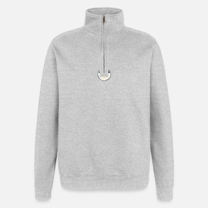 Idée Orageuse dans Ampoule - Sweat à zip 1/4 - gris chiné