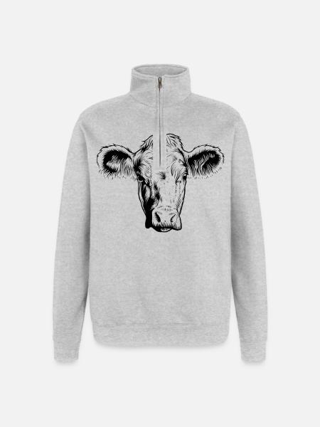 Vache Vaches - Sweat à zip 1/4 - gris chiné