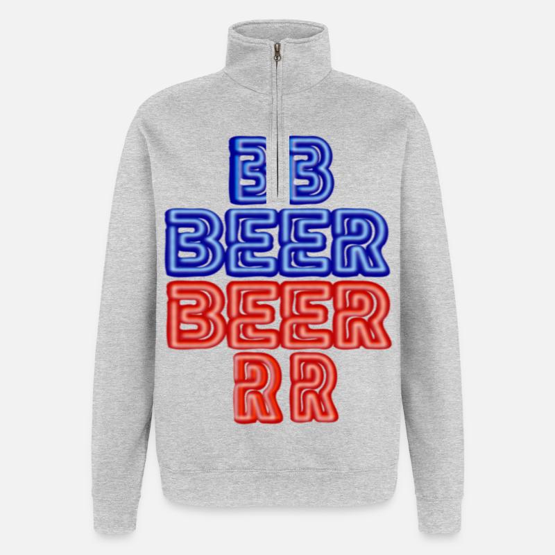 BEER - Sweat à zip 1/4 - gris chiné