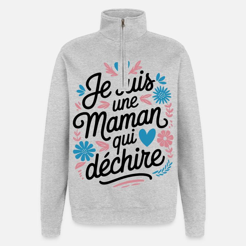 Ich bin eine Killer-Mutter - Quarter-Zip-Sweatshirt - Grau meliert