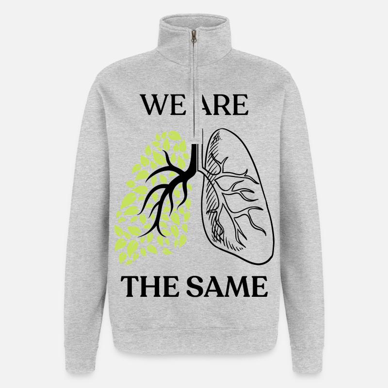 Wir sind gleich - Quarter-Zip-Sweatshirt - Grau meliert