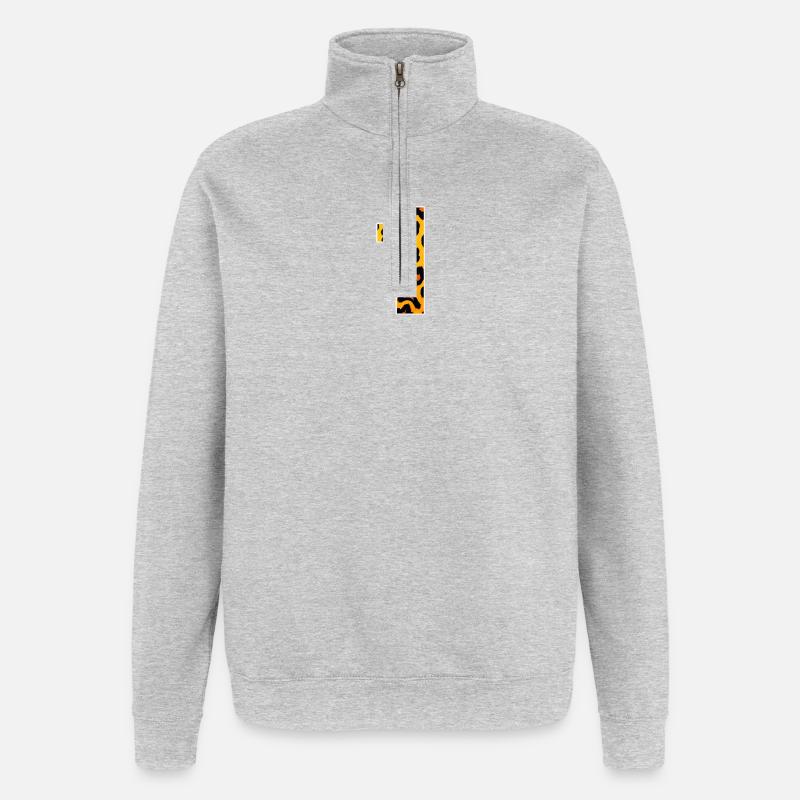 Imprimé léopard jaune-orangé - Sweat à zip 1/4 - gris chiné