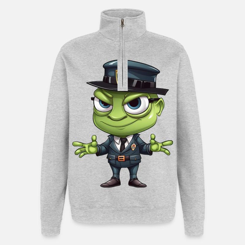 Grasshopper Polizei - Quarter-Zip-Sweatshirt - Grau meliert