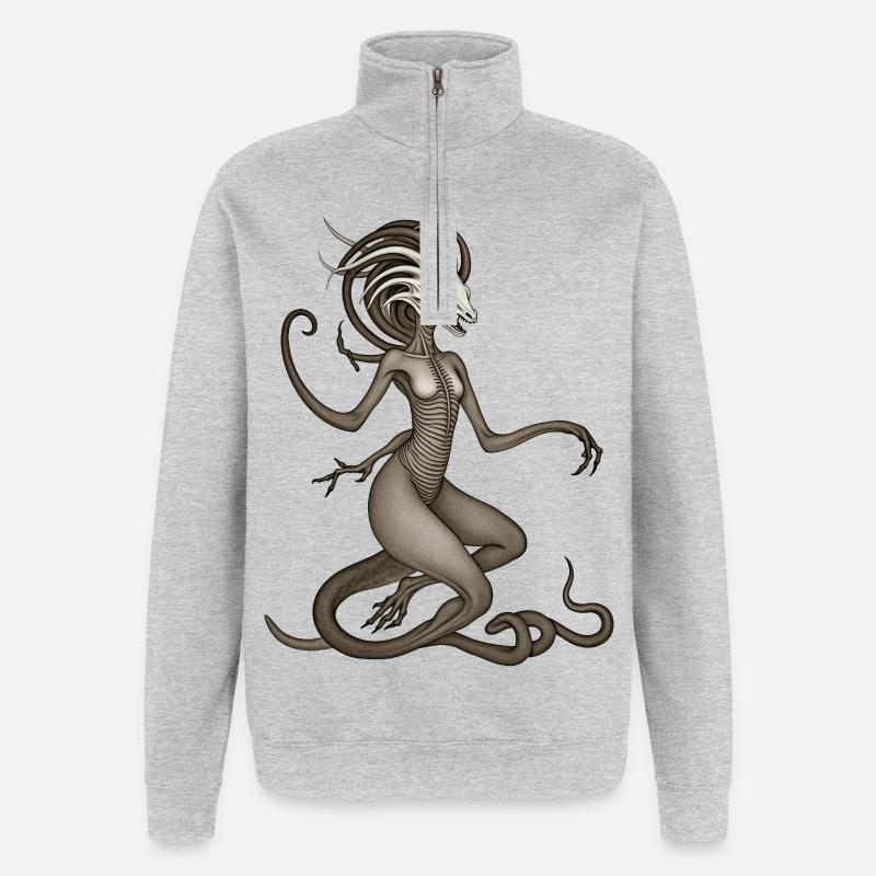 BUG #4 - dark hell - Quarter-Zip Sweatshirt - heather grey