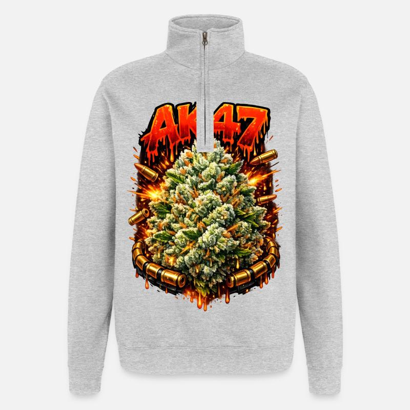 AK47Weed Strain Graffiti-Kunstdruck - Quarter-Zip-Sweatshirt - Grau meliert