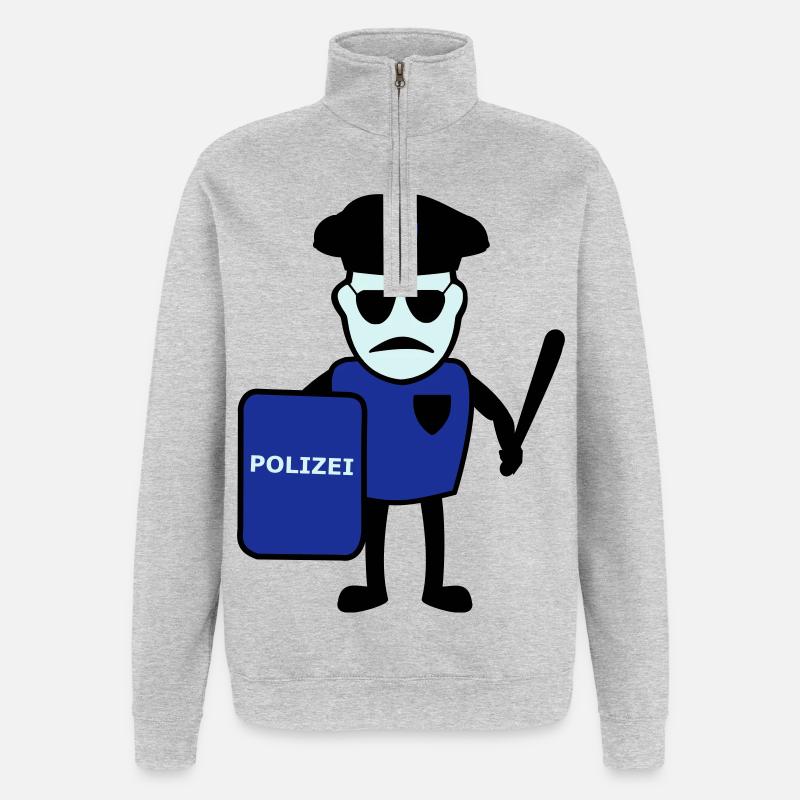 Policeman avec matraque - Sweat à zip 1/4 - gris chiné